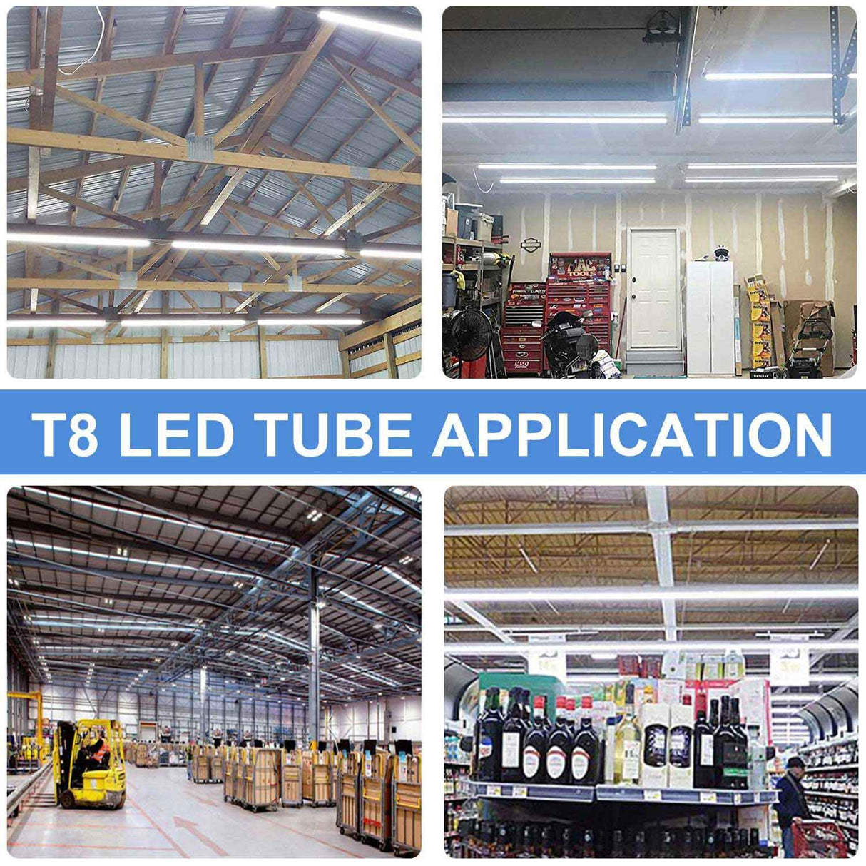 Henwsi 8FT LED Shop Light Fixture, White 10 Pack T8 Integrated Tube Lights, 72W 9500LM 6500K High Output Clear Cover, V Shape 270 Degree Lighting for Garage Warehouse, Upgraded Lights Plug and Play Henwsi