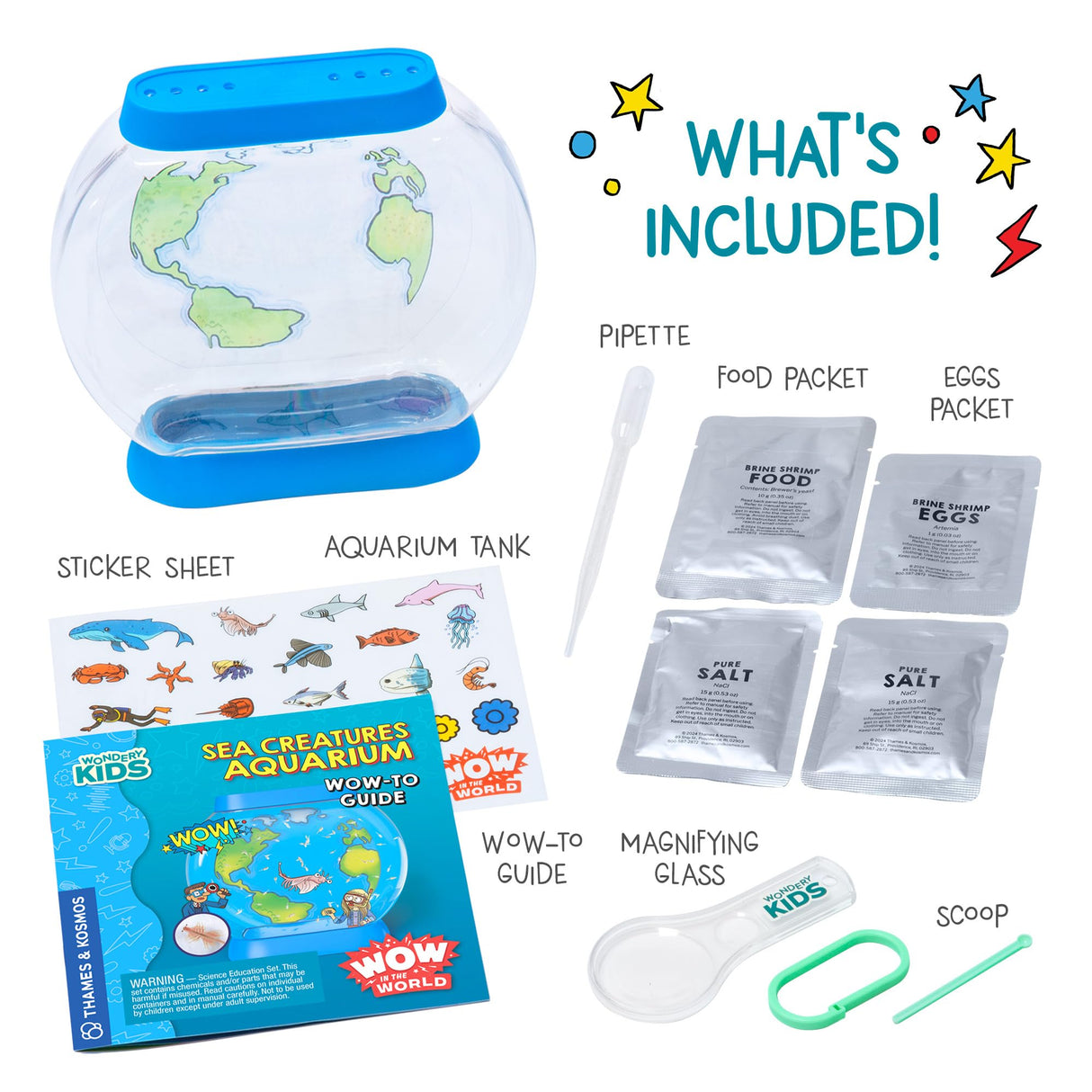 Wow in The World SEA Creatures Aquarium | Hatch & Raise Real Brine Shrimp (Easy Care), Customizable Tank, Companion Audio Content, Bonus Reusable Science Tool, STEM Toy for Kids 6+ by Thames & Kosmos WONDERY KIDS