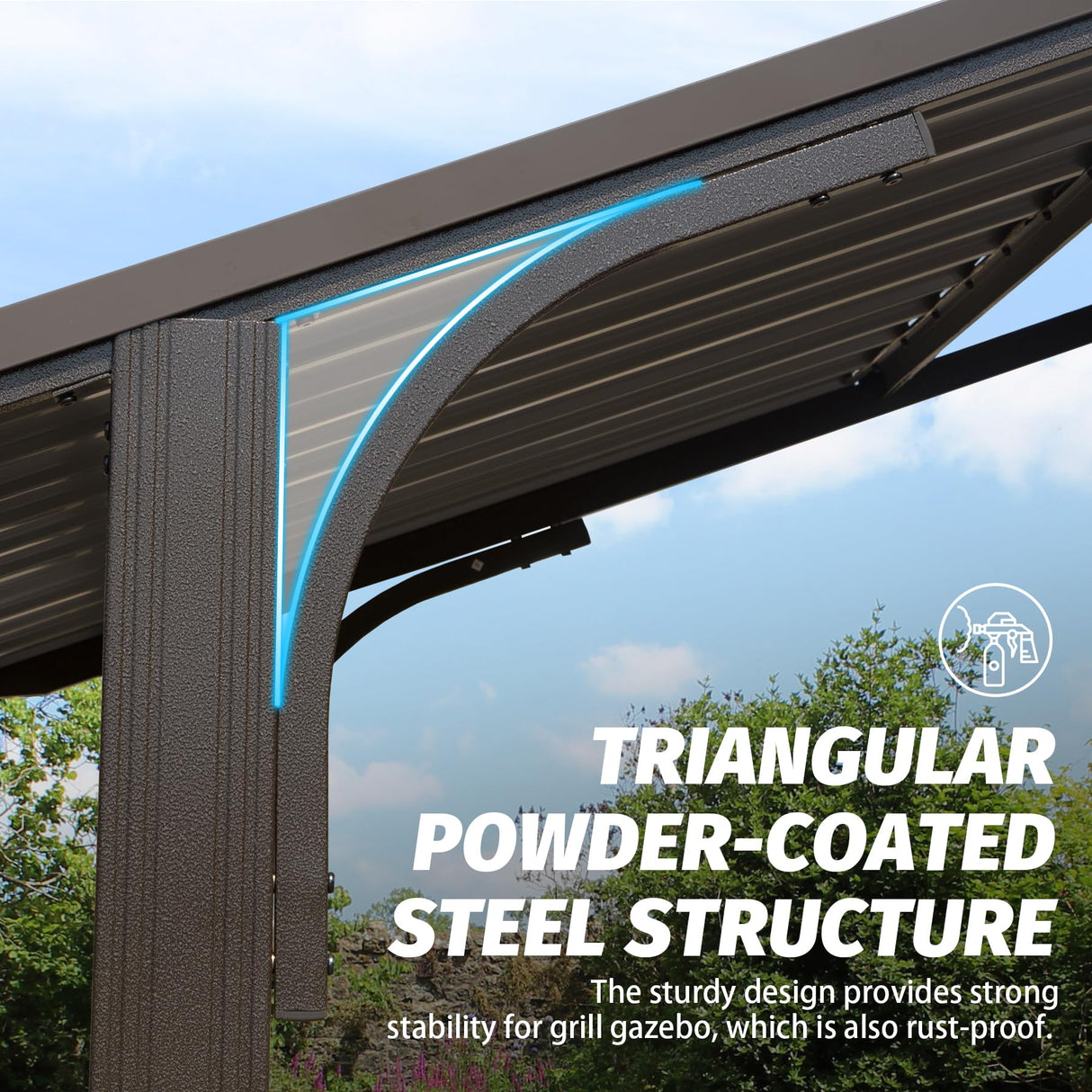 Domi Hardtop Grill Gazebo 8x5FT, Grill Canopy for Outdoor Grill w/Double Galvanized Steel Roof, 2 Side Shelves and Ceiling Hooks, BBQ Gazebo Grill Tent for Patio Garden Backyard, Brown domi outdoor living