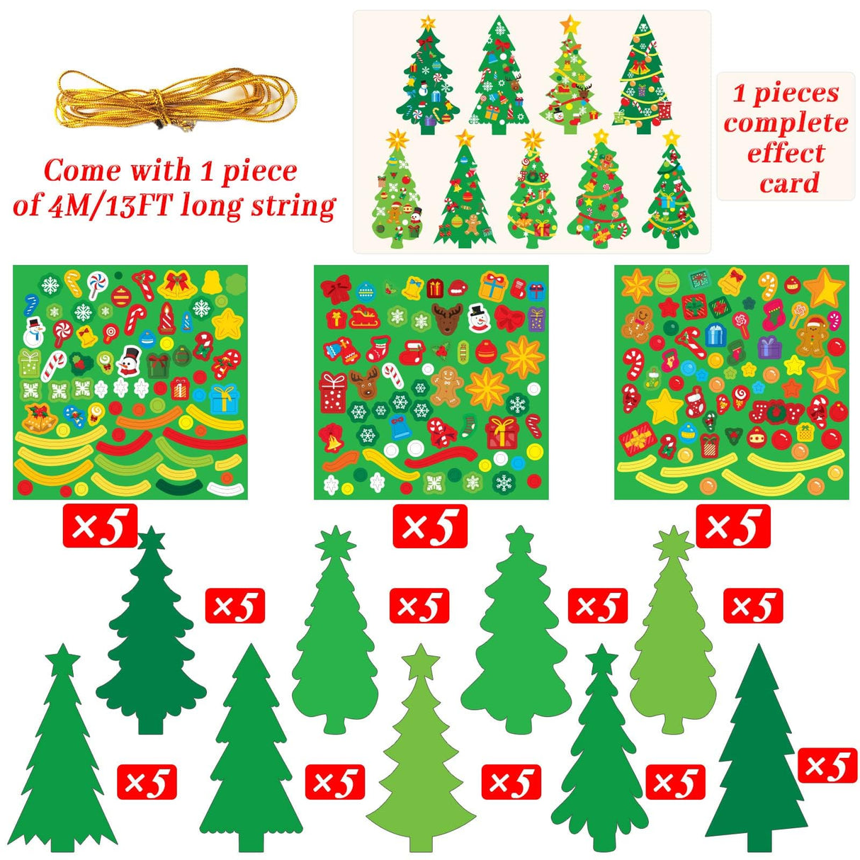 chiazllta 945Pcs DIY Christmas July Tree Craft Kit Kids Holiday Art Making Craft with Stickers, Make Your Own Christmas Bookmark Xmas Party Favor Decoration Home Classroom Game Activities chiazllta