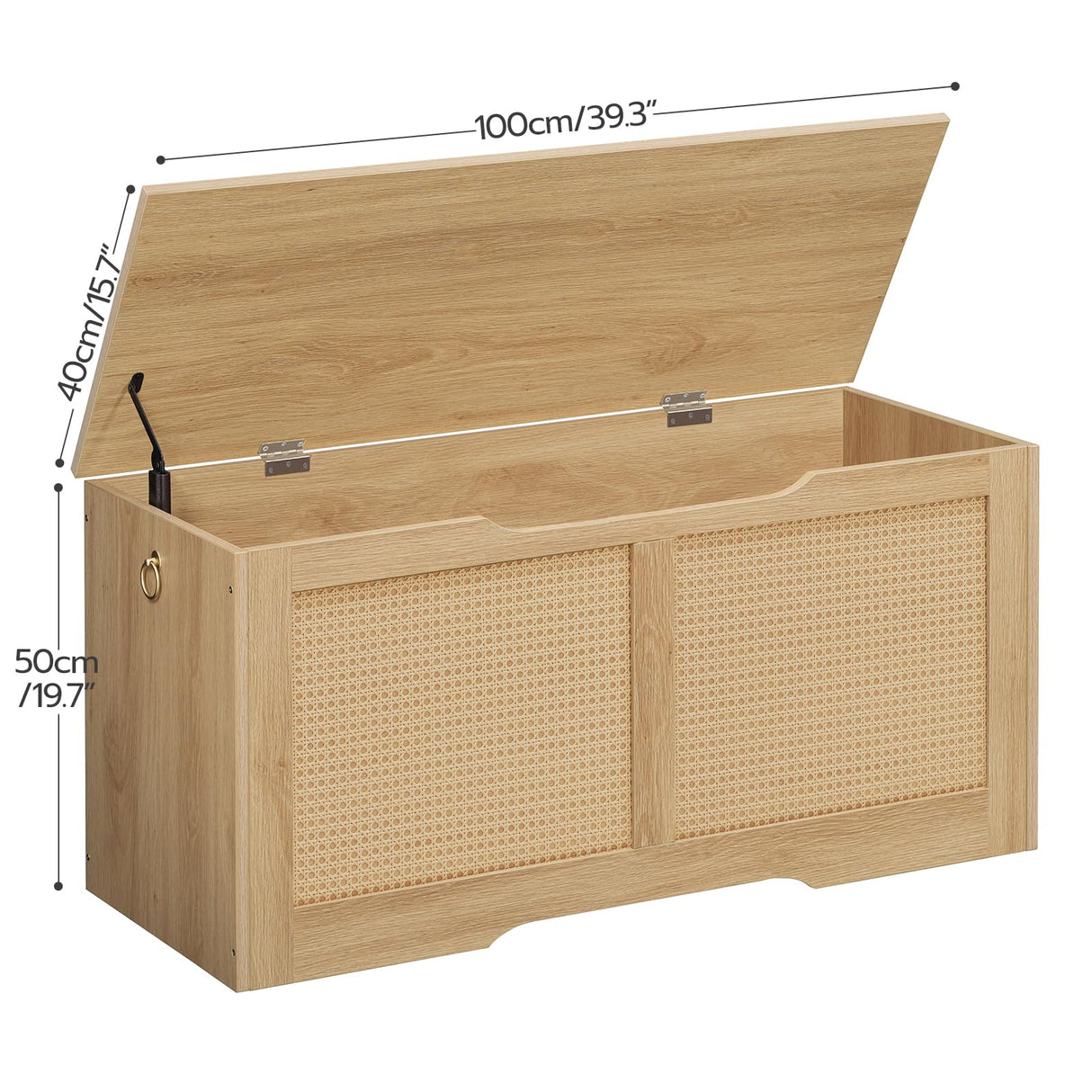HOOBRO Storage Chest, 39.3" Storage Bench, Rattan-Like Storage Trunk, Sturdy Entryway Bench Supports 220 lb, Shoe Bench, Safety Hinge, U-Shaped Opening, Easy Assembly, Natural NL11CW01 HOOBRO