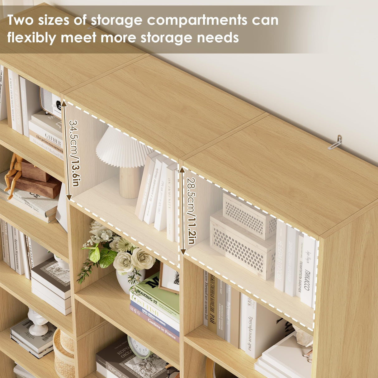 FACBOTALL Triple Wide Bookshelf, 6 Tier Large Bookshelf, Bookcase with 17 Open Display Shelves, 74'' Tall Bookcases and Bookshelves for Living Room, Home Office, Library, Natural FACBOTALL