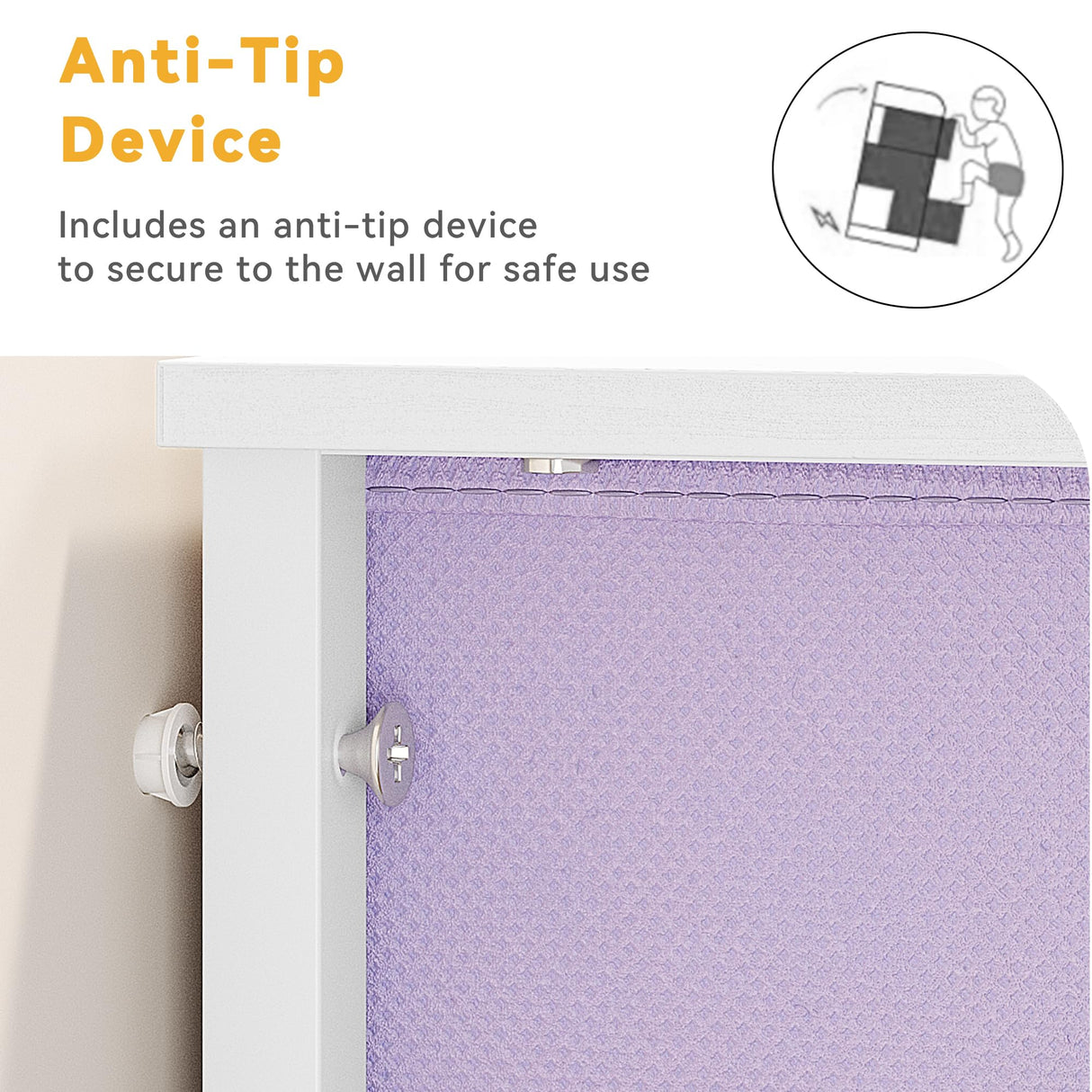 DWVO Dresser with 4 Drawers - Storage Tower Unit, Dresser for Bedroom, Living Room, Closets - Sturdy Steel Frame, Wooden Top & Easy Pull Fabric Bins, Purple DWVO