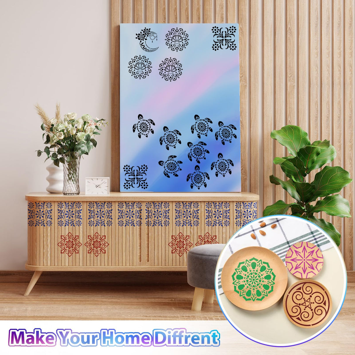 20 Pcs 4x4'' Mandala Stencils for Painting on Wood, Floor, Wall, Tile Fabric, Reusable Furniture Stencils Painting Template Mandala Template for DIY Rock Art Projects Decoration Yazhiji