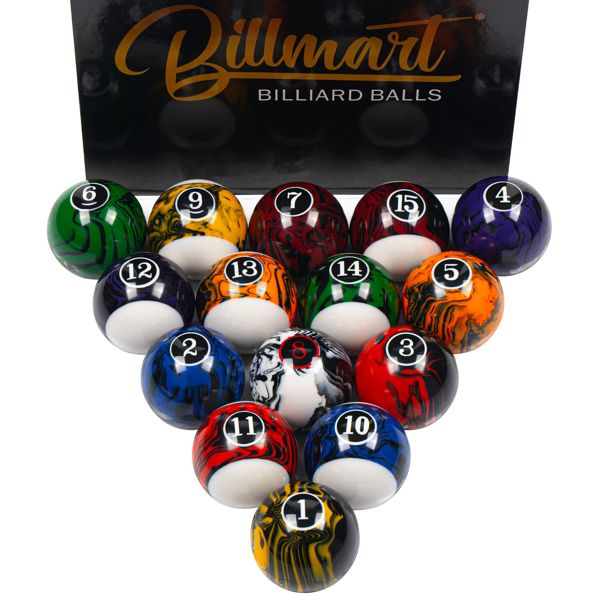 Billmart Billiard Balls Set 16 Pool Table Balls (Black Marble Premium) Billmart