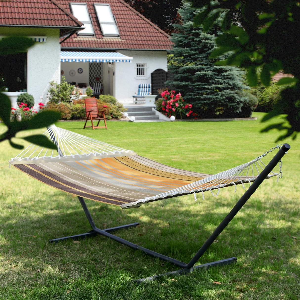Patio Watcher 13 FT Quick Dry Textilene Hammock - Outdoor Double Hammock - Heavy Duty for Outside - 450 lbs Capacity - Coffee Patio Watcher
