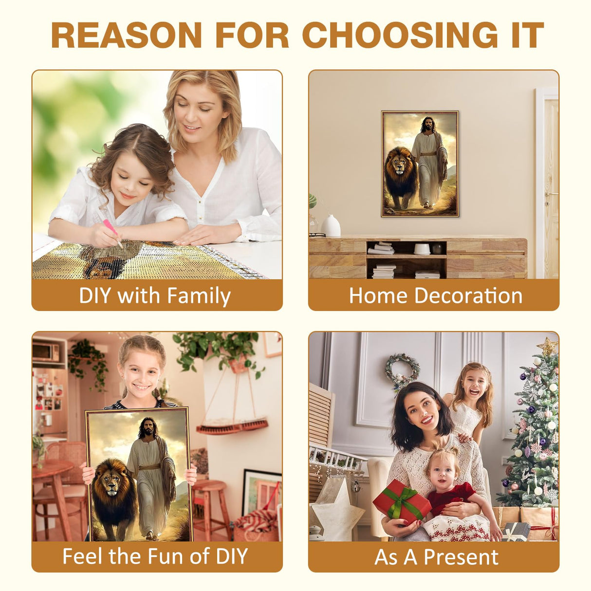 MEIYUDA Jesus Diamond Painting Kits for Adults, DIY Lion Diamond Art Kits for Adult Beginners, Full Diamond Art Painting Kit for Home Wall Decor Gifts 12x16inch MEIYUDA