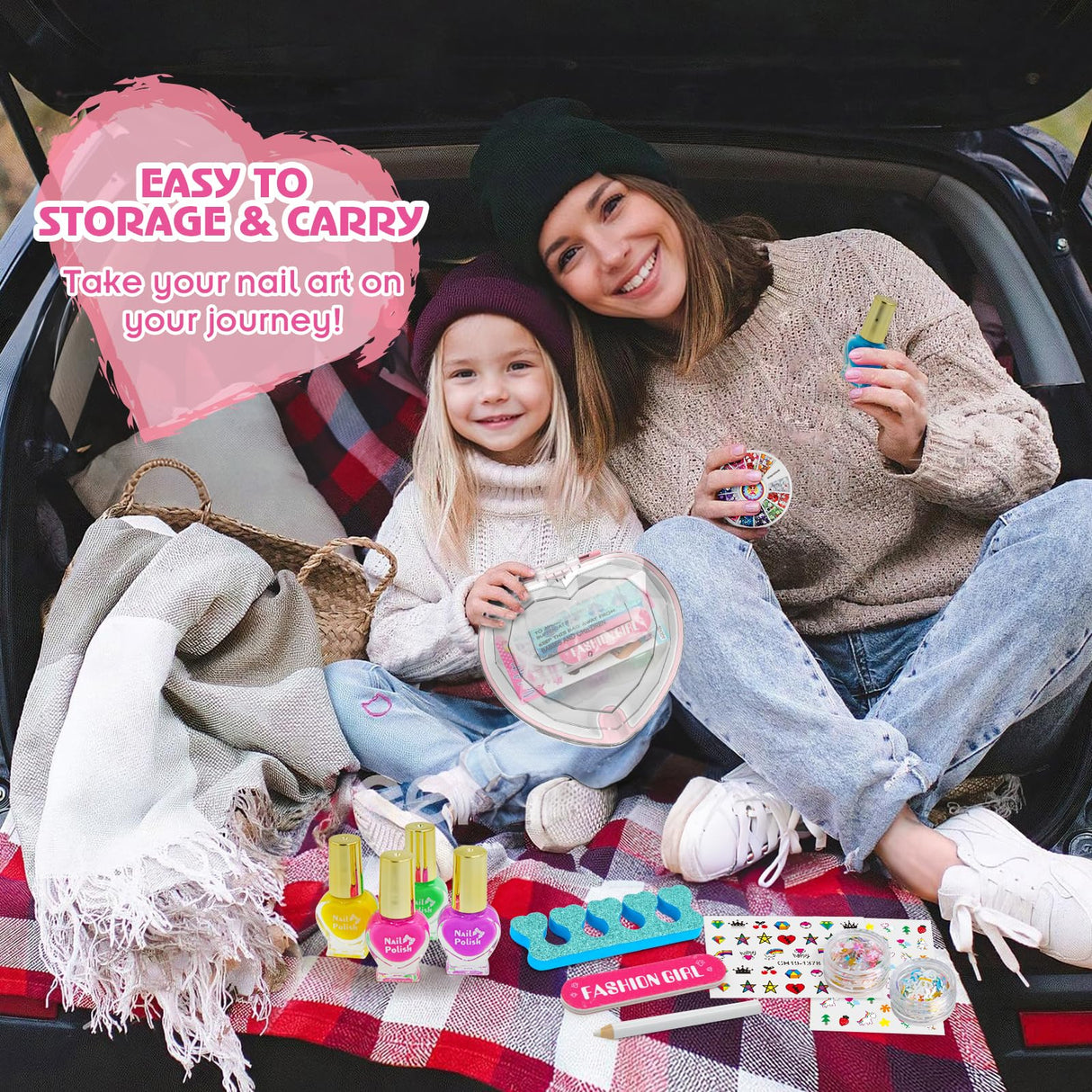 PUPPSITTY Kids Nail Polish Set for Girls,All-in-One Nail Art Kit for Kids with Nail Dryer & DIY Decorations, Peelable Nail Polish/Stickers/Gems/Nail File&Tools, Gifts for Girls Age 7-12 PUPPSITTY