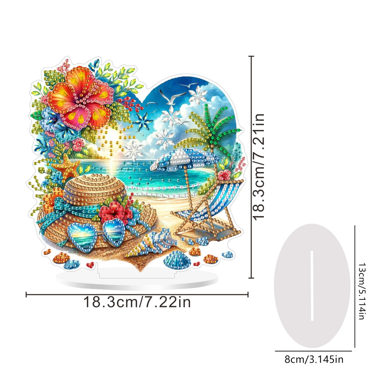 ARPADAMO Diamond Art Tabletop kit for Adult,DIY Diamonds Painting kit,Summer Beach Diamonds Painting for Adult, 7.2x7.2 inch Acrylic Diamonds Painting Board Kit, Special Crystal Diamond ARPADAMO