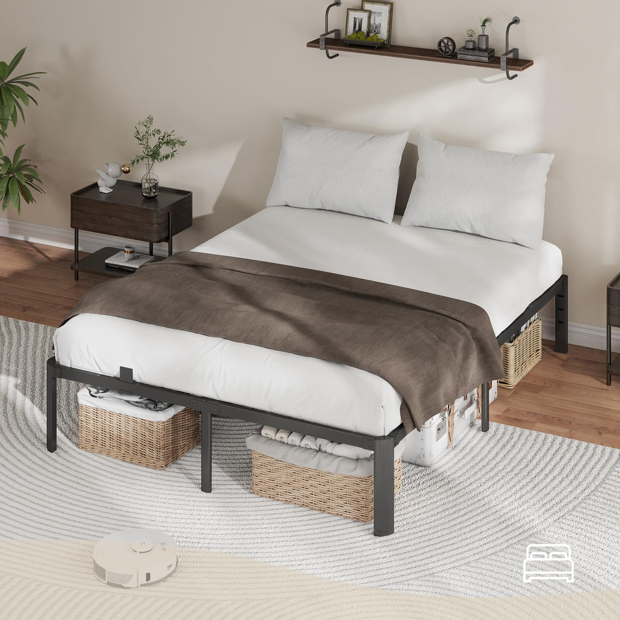 Metal Bed Frame King Size, 14 Inch 3500 lbs Heavy Duty Platform Bed FramesSteel Slats Noise Free No Box Spring Needed, Easy Assemble Sturdy Bedframe with Storage and Mattress Retainers BOLTRISE