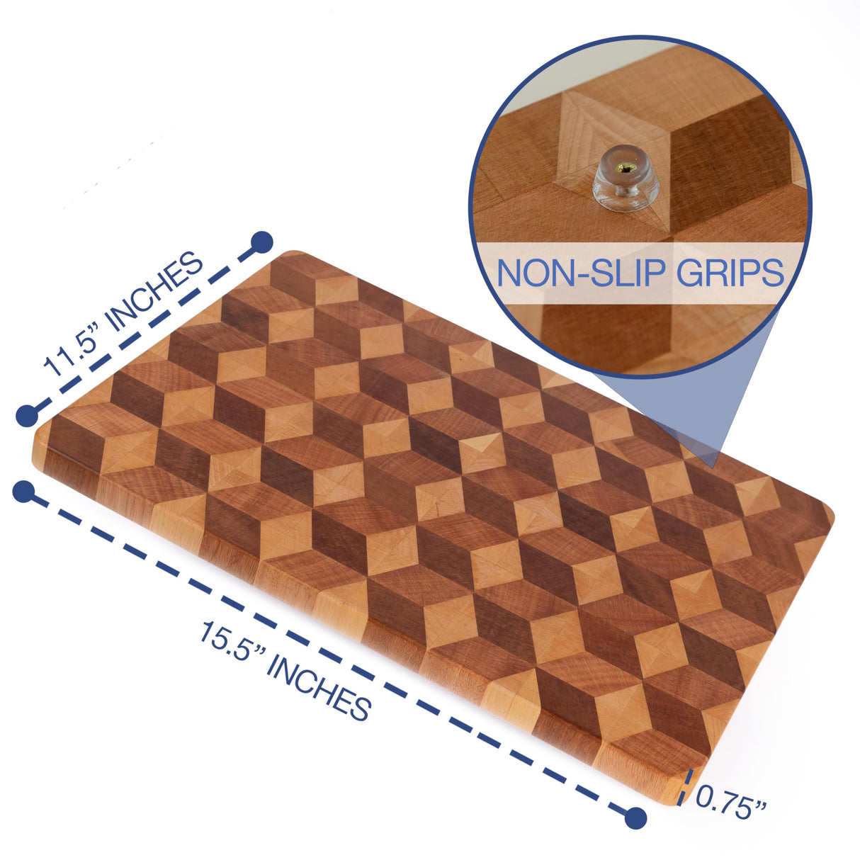 Handmade 3D Checkered Cutting Board with Feet - End Grain Wooden Chopping Board Butcher Block - Large Wood Serving Board Charcuterie Platter Made Artistic Chef's Kitchen