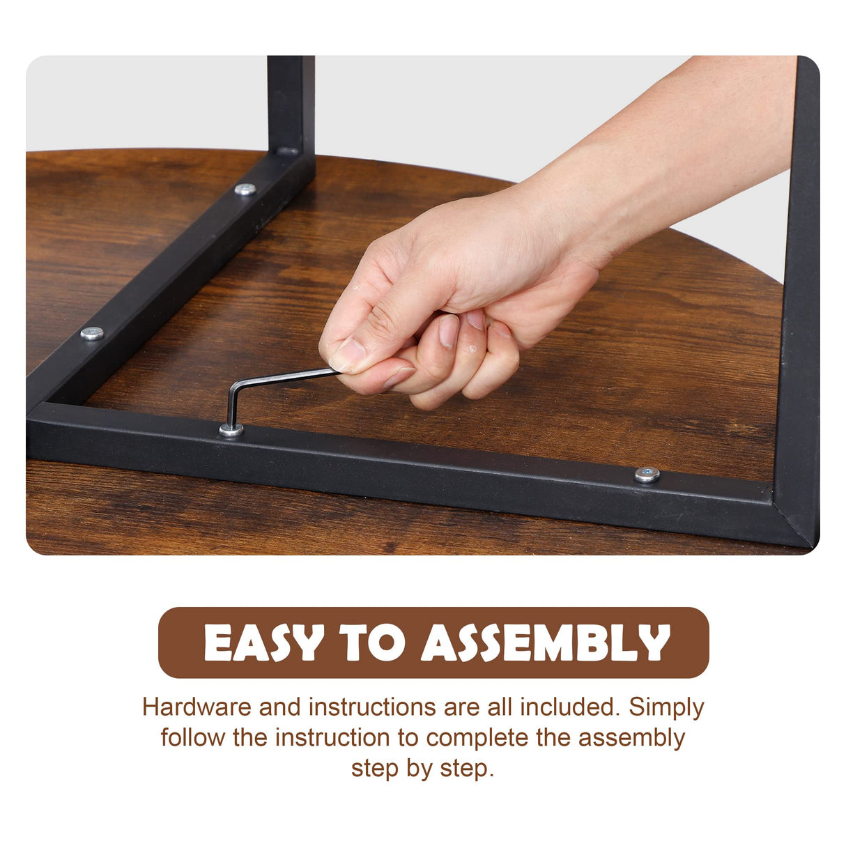 SUPER DEAL Round Coffee Tables w/ 32 Inch Rustic Wooden Surface Top and Sturdy Metal Legs Industrial Cocktail Table for Living Room, Rustic Brown SUPER DEAL