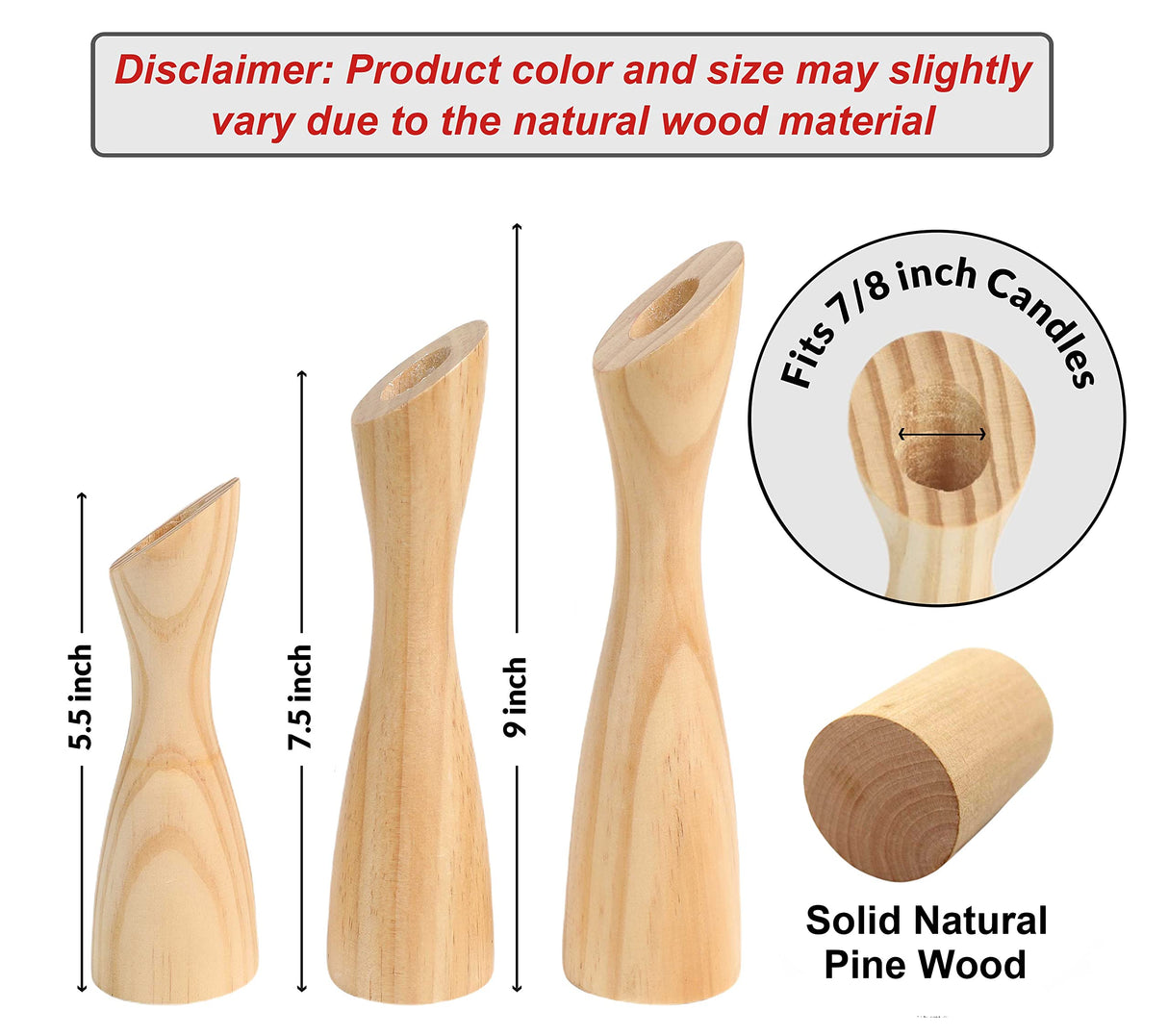 OLEEK Wooden Candlestick Holders Set to Suit Any Style of Decor - Durable & Easy to Clean Wood Candlestick Holders - Set of 3 Wooden Taper Candle Holders - Wood Candle Holder Create A Warm Atmosphere OLEEK