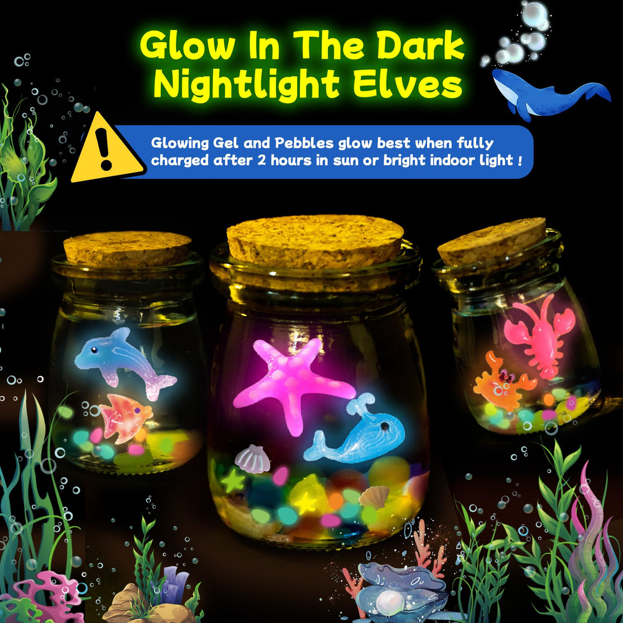 116PCS Magic Glow-in-The-Dark Gel Water Fairy Toy, Aqua DIY Elf Set with 18 Shape Molds, 100ml Gels, Water Squishy Kit, Make 150+ Water Animals,Christmas Birthday Gift, Arts Crafts STEM Kit for Kid Craft Spot!