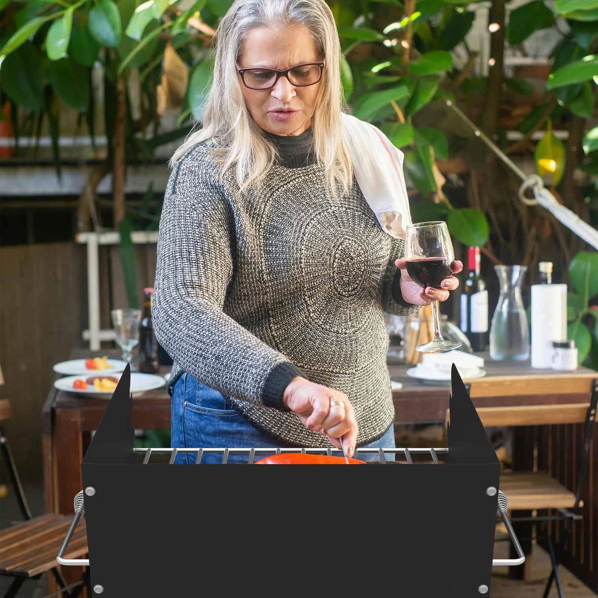 Toriexon Park Grill with Stainless Steel Cooking Grate, Heavy Duty Park Style Charcoal Grill with Grill Cover, Outdoor Park Grill for Backyard, Camping, 16'' L x 16'' W x 8'' H Toriexon