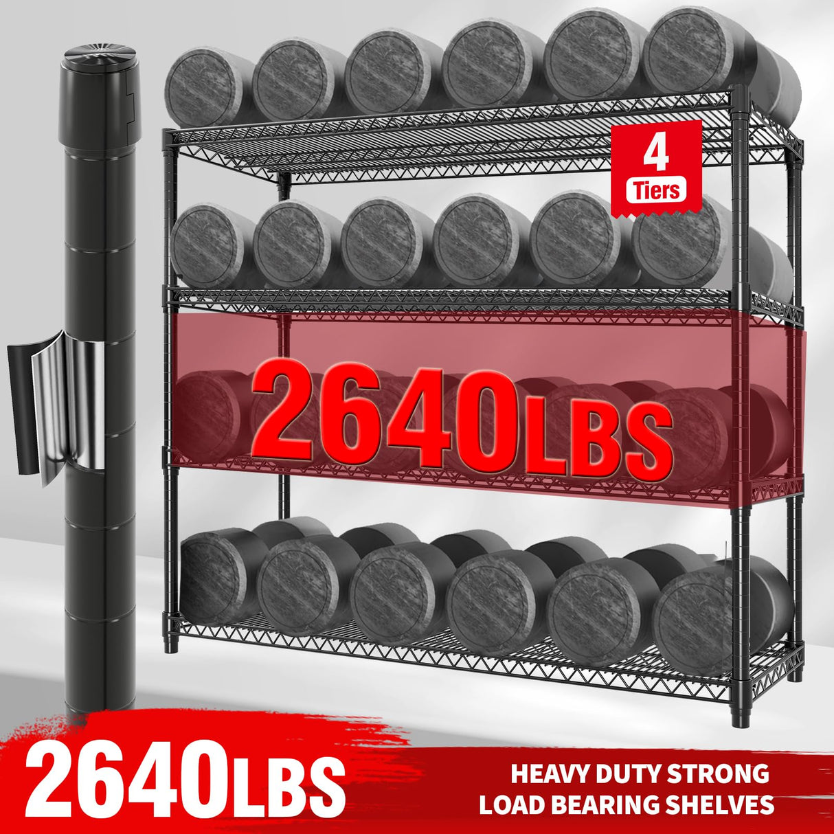 PeacefulHues 71" H Storage Shelves 2640LBS Heavy Duty Shelving Unit with Wheels & Feet, 4-Tiers Garage Shelving for Pantry Garage Kitchen Home Commercia, 71.8" H x 59" W x 17.7" D PeacefulHues