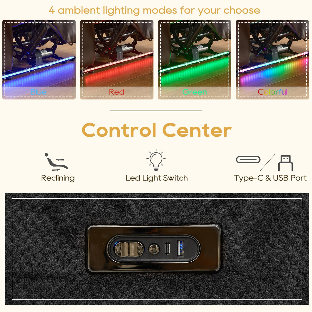 IPKIG Power Loveseat Recliner Sofa with Flip-Up Backrest Console, Drawer, AC Outlet, LED Light, Bluetooth Speakers, Wall Hugger Recliners for Living Room, RV, Home Theater (Charcoal, Loveseat) IPKIG