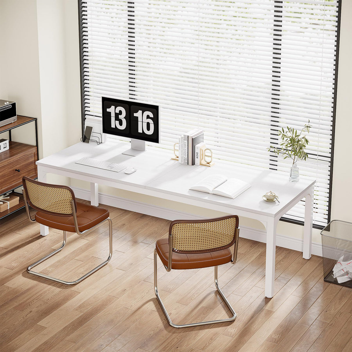 Tribesigns 2-Person Home Office Desk, 78.7" Extra Long Computer Desk, Double Workstation for Home Office, Work Desk for Two People (White) Tribesigns