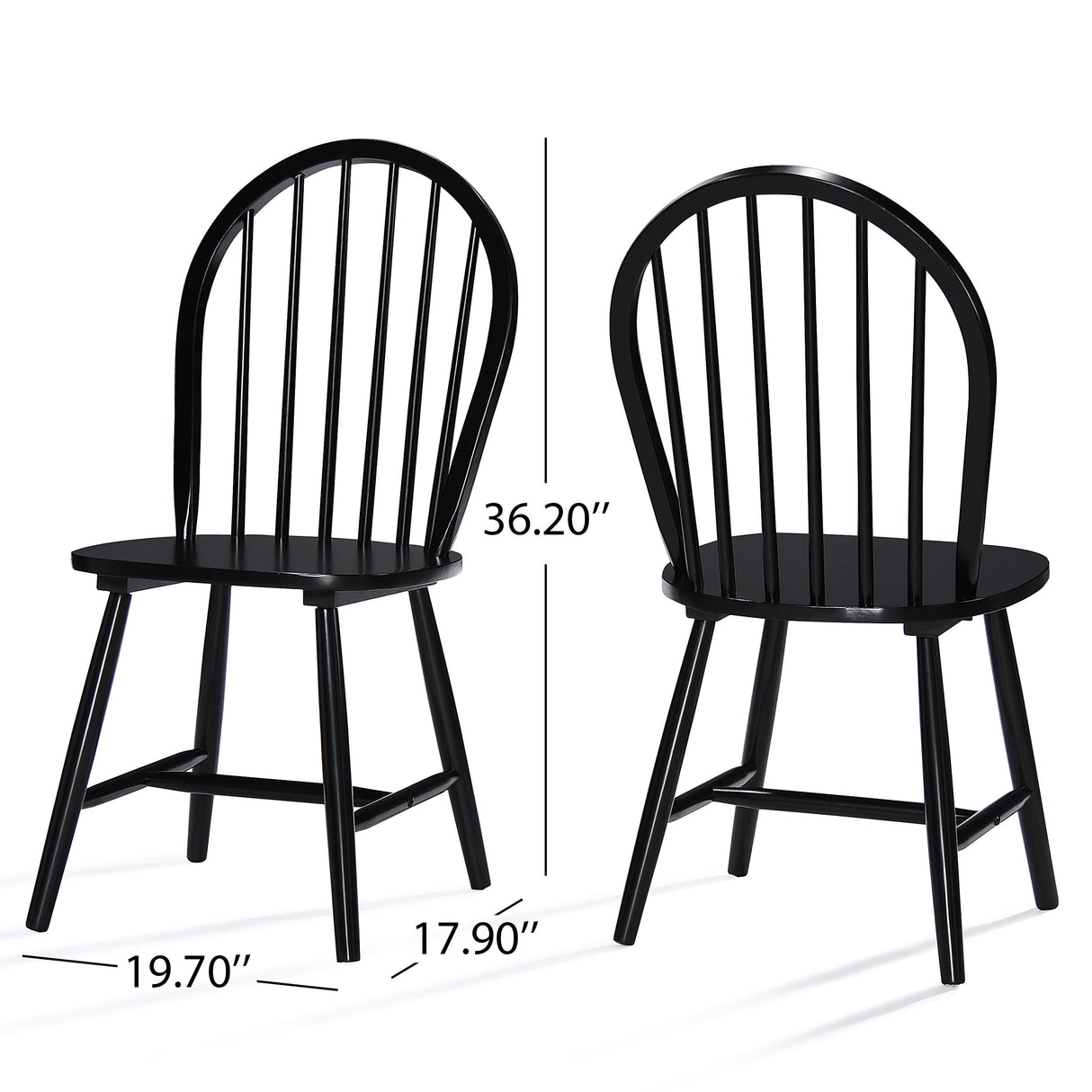 Christopher Knight Home Declan Farmhouse Cottage High Back Spindled Rubberwood Dining Chairs, 2-Pcs Set, Black Christopher Knight Home