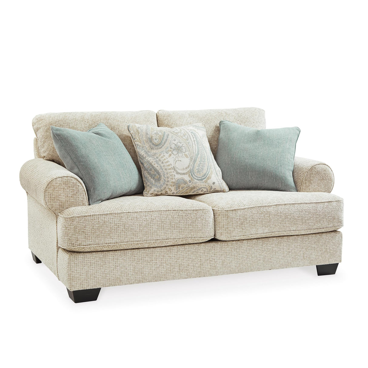 Signature Design by Ashley Monaghan Vintage Loveseat with Accent Pillows, Reversible Cushions and Rolled Arms, Beige Signature Design by Ashley