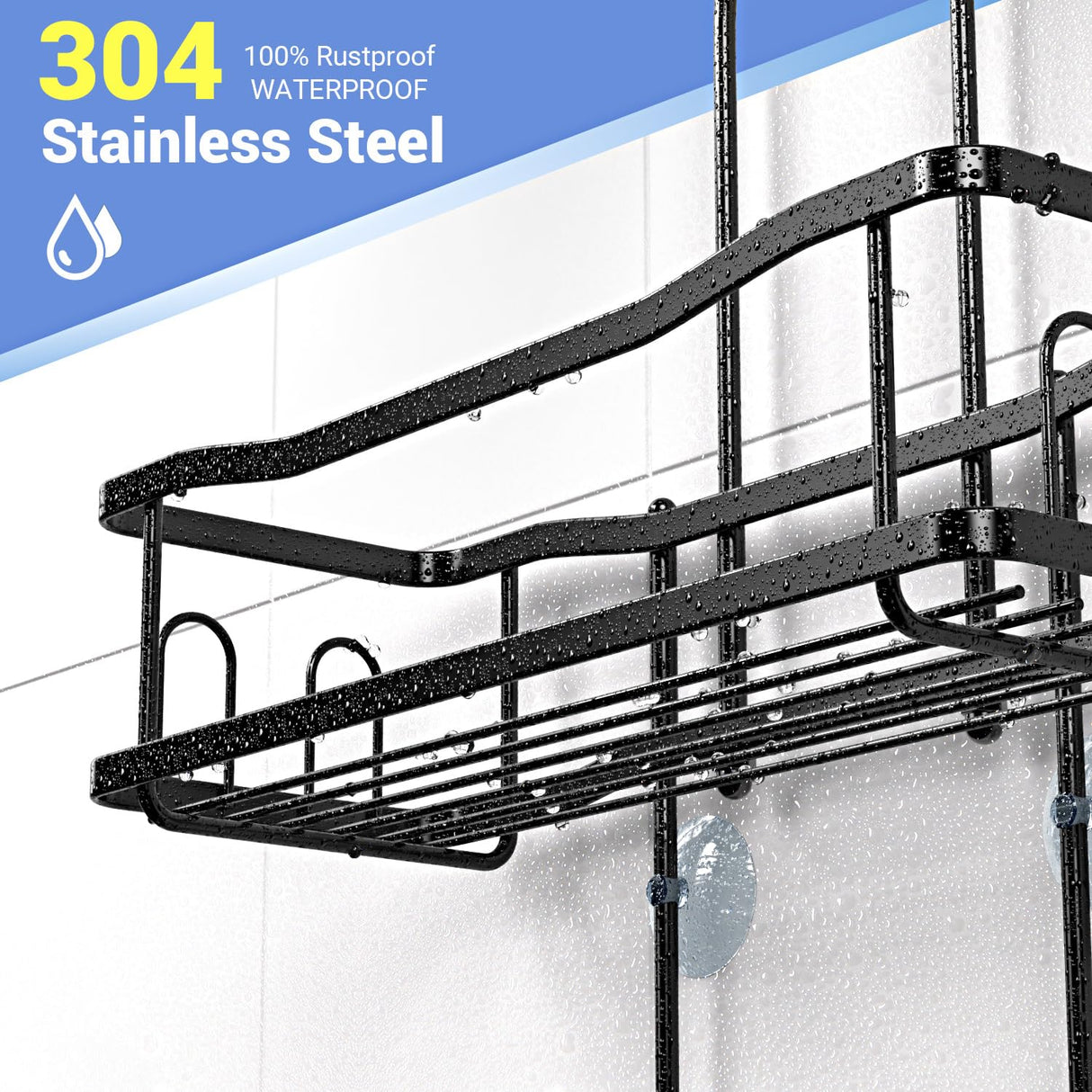 Aitatty Hanging Shower Caddy Bathroom Organizer: Rustproof Shower Shelf Racks Over Shower Head - No Drilling Inside Bath Shower Rack Shelves Over Showerhead for Shampoo with Soap Holder Black Aitatty