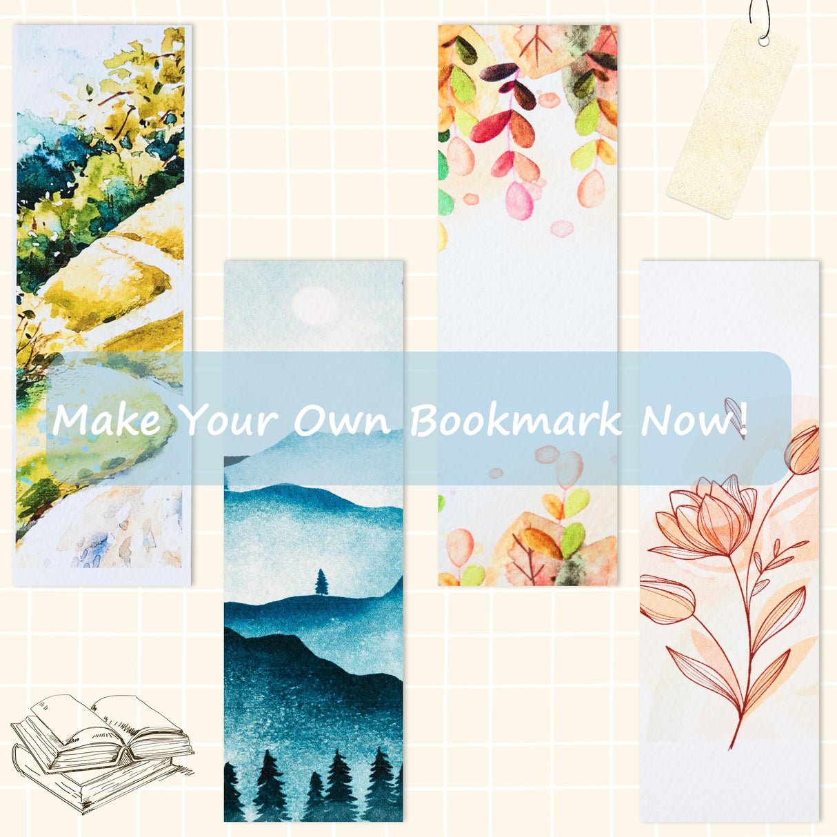 30 PCS Watercolor Paper Blank Bookmarks 1.9" x 7.8", White 140lb Heavyweight Watercolor Paper Cards Bulk for Kids Student Wet,Dry & Mixed Media LUFEEMGA