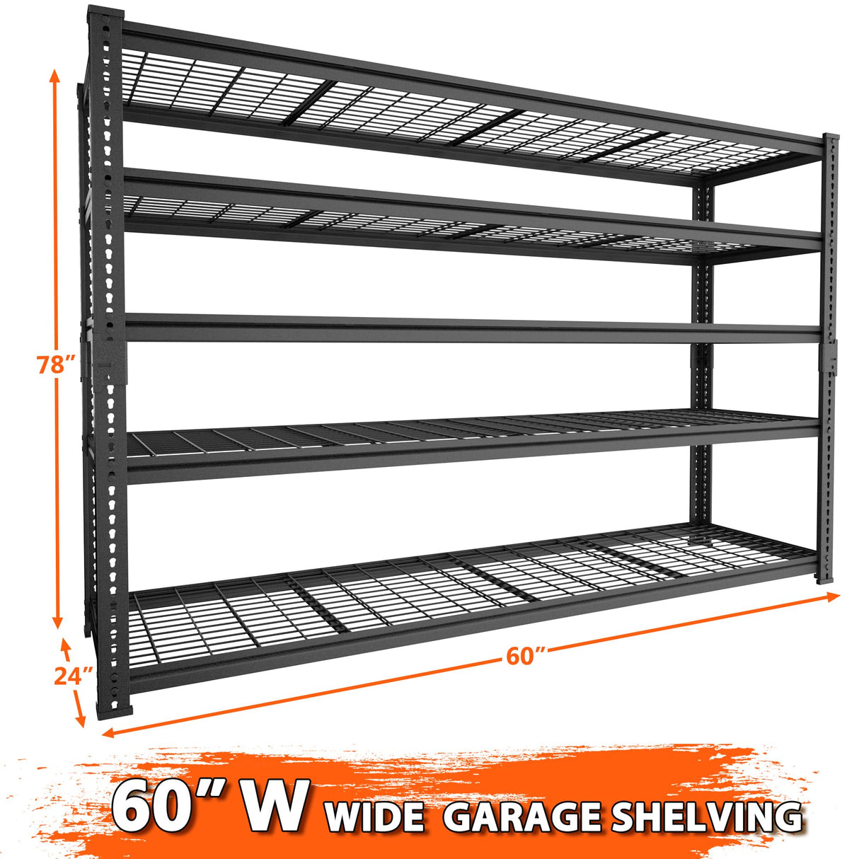 Storage Shelves Heavy Duty, 2 PCS 60" L x 24" W x 78" H Garage Wire Shelving Unit Loads 3300LBS, 5-tier Adjustable Metal Industrial Utility Shelf Rack for Kitchen, Laundry Room, Warehouse, Basement ROOMTEC