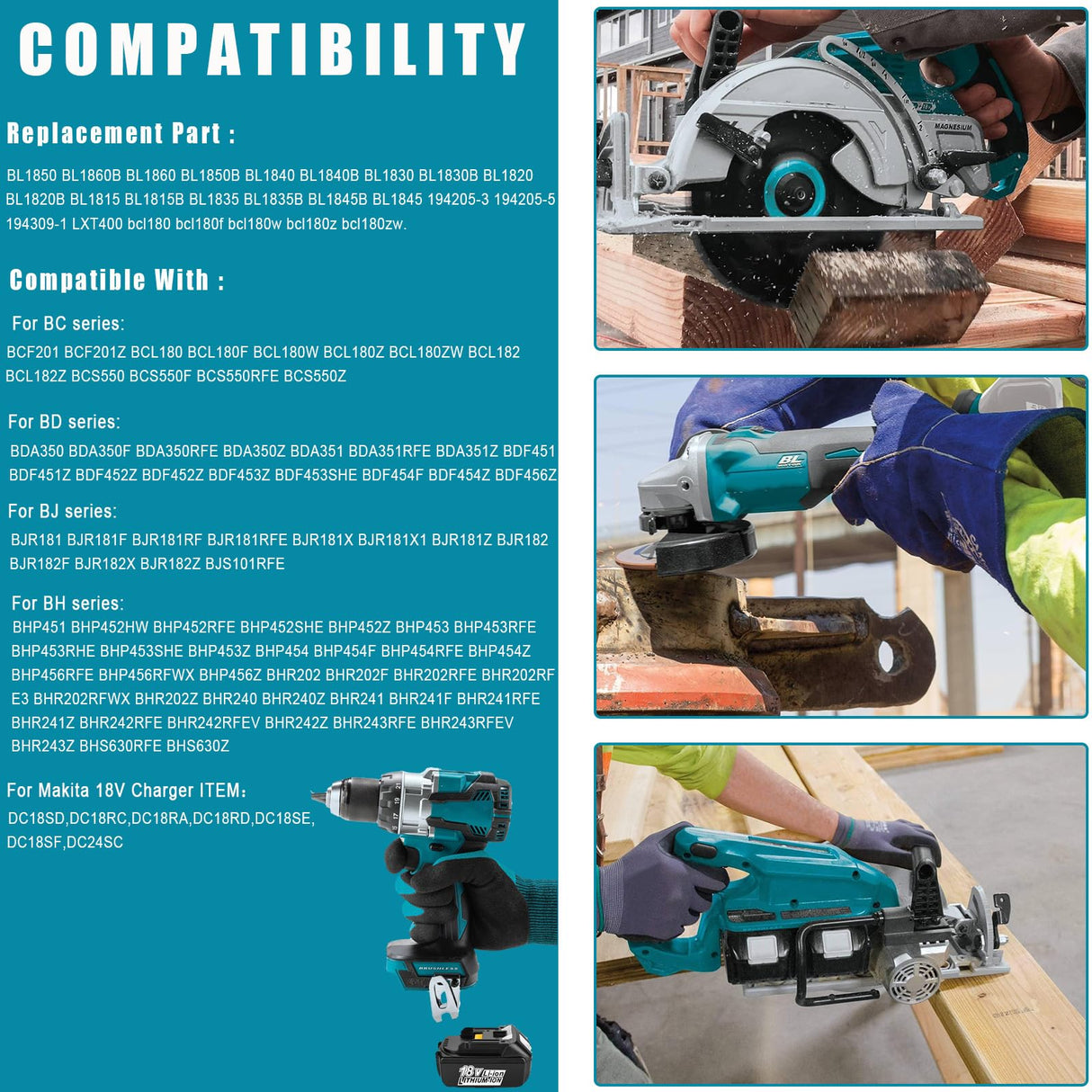 ZJEOSO Replacement for Makita 18V Battery BL1850B 5.0Ah Lithium Compatible with Makita Battery 18 Volt BL1860B BL1850B BL1840B BL1830B BL1815B Series Batteries ZJEOSO