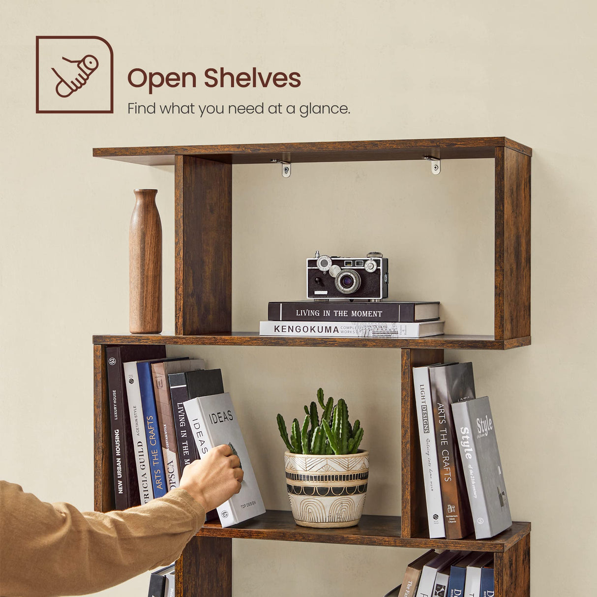 VASAGLE 6-Tier Rustic Brown Bookcase - Versatile Freestanding Storage Shelf for Home and Office VASAGLE