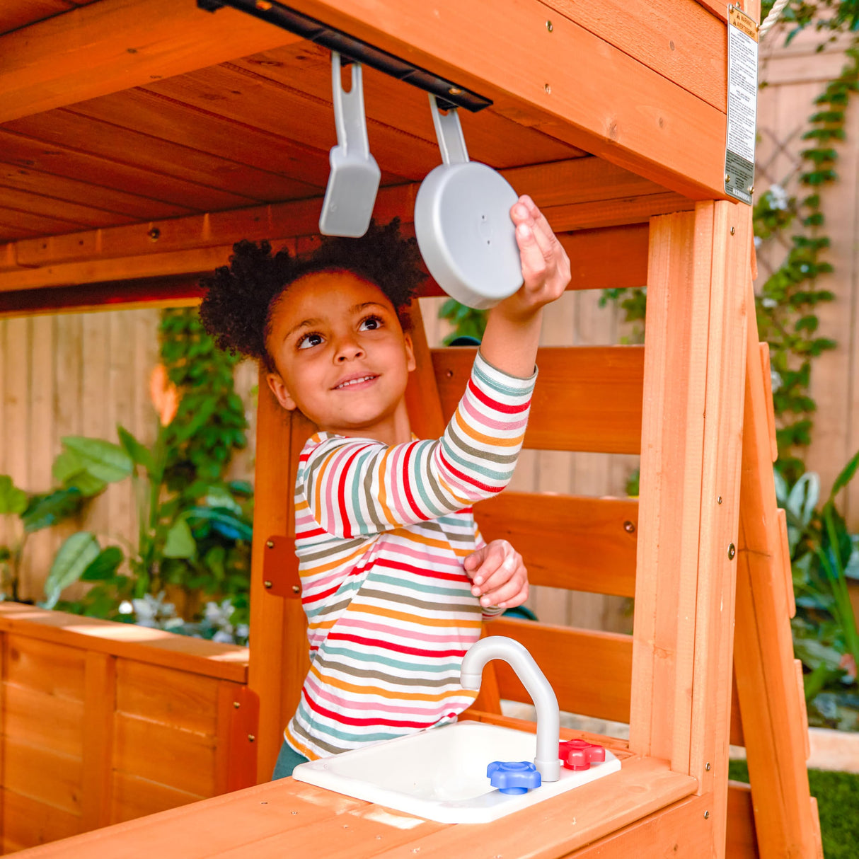 KidKraft Atlas Point Wooden Outdoor Swing Set/Playset with Kitchen, Slides and Glider KidKraft