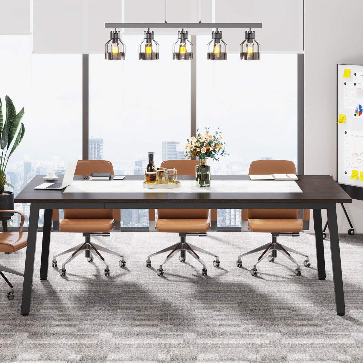 Tribesigns 6.56 FT Conference Table, 78.74-Inch Large Meeting Table for 8-10 People, Rectangle Office Conference Room Table, Business Seminar Table for Office Meeting Conference Room Tribesigns