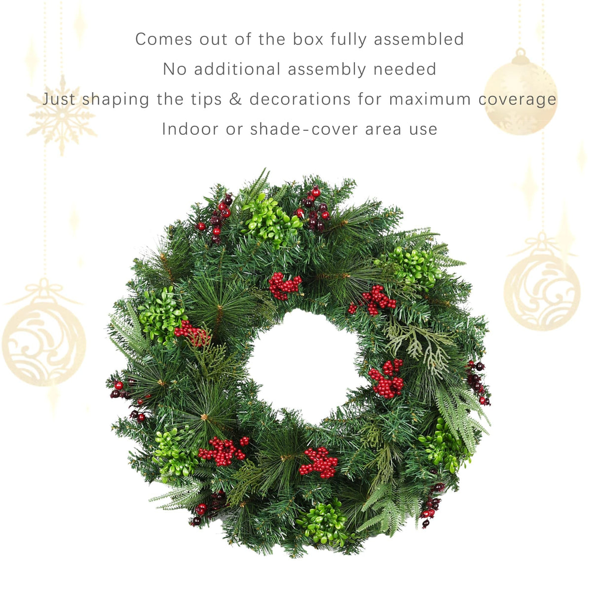 Jeco 32" Christmas Wreath with Berries, Multicolor, (CHD-F041) Jeco