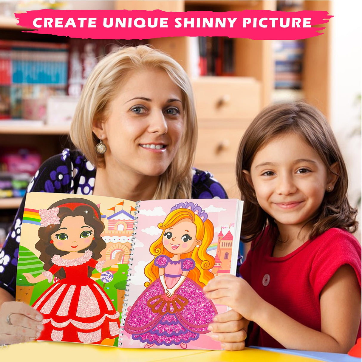 HBKJ Foil-Fun Art Gift for Girls - Magic Princess Gifts Foil Art Craft Stickers Book Supplies for Girls 4-5-6-7-8-9 Year Old Toddler Kids Activity Kit Travel Toys Christmas Birthday Gifts HBKJ