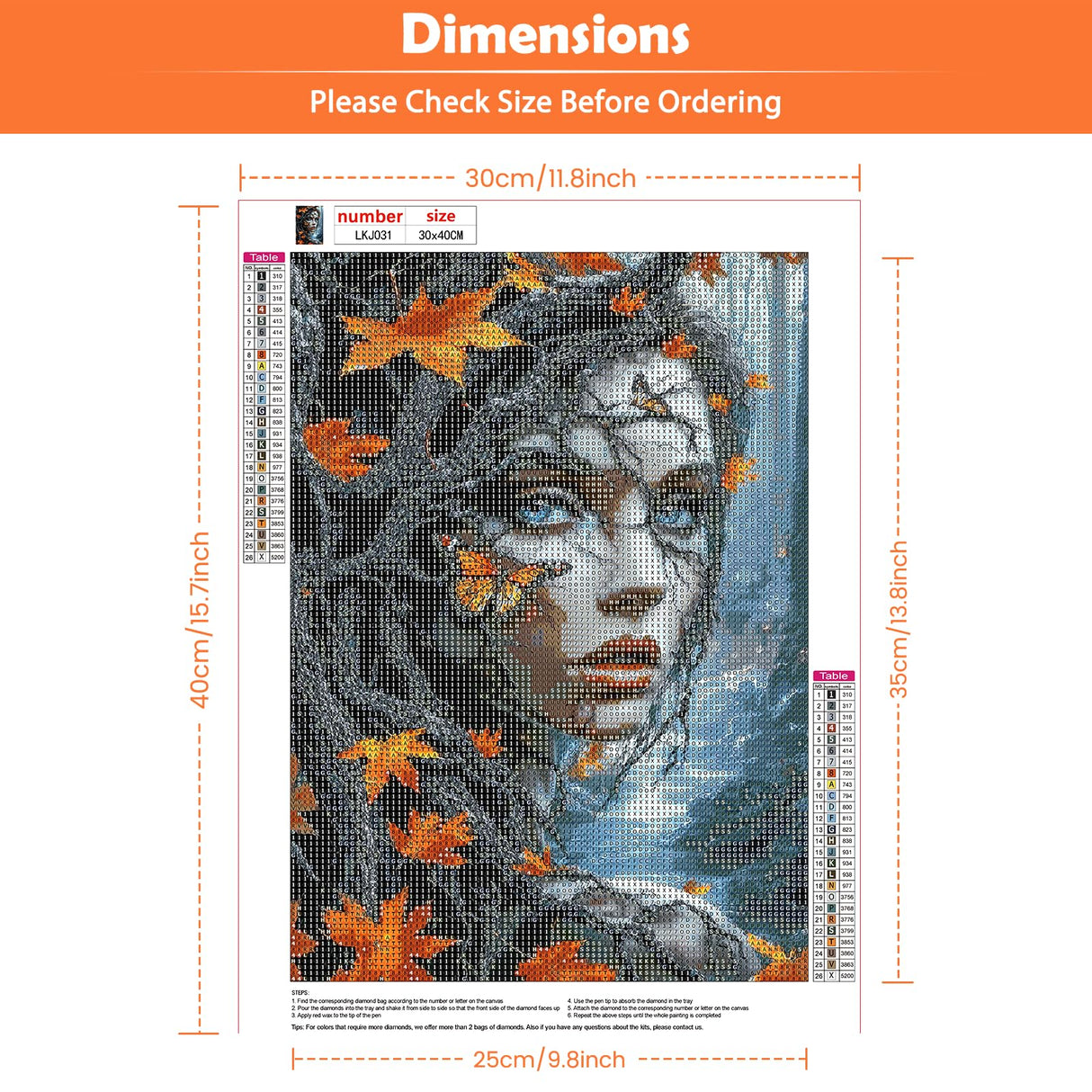 KEYIFA Diamond Art Kits for Adults, DIY Diamond Painting Fantasy Forest, Round Full Drill, 5D Woman Diamonds Dots Mosaic Painting, Gem Arts Craft for Home Wall Decor Gifts, 30x40cm KEYIFA