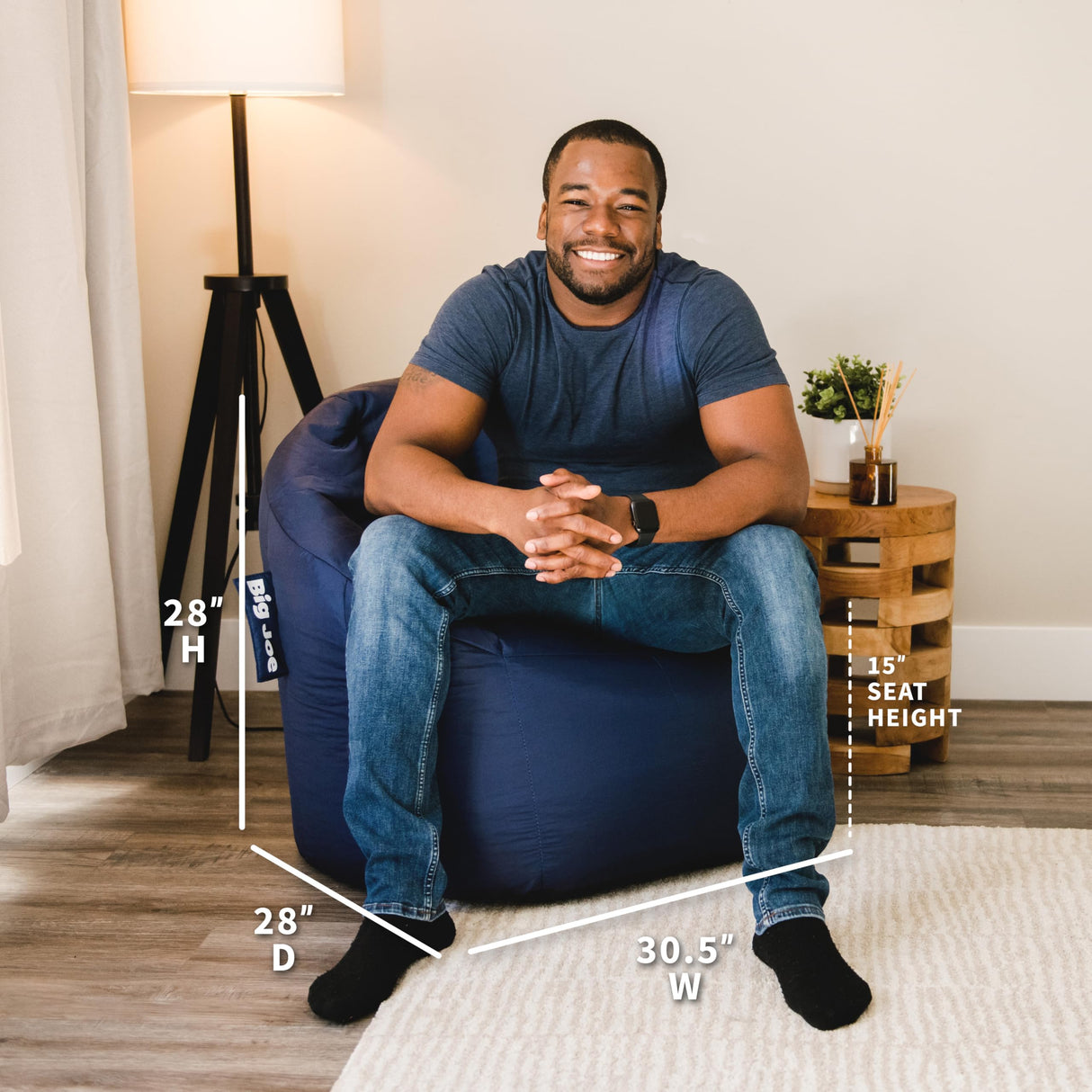 Big Joe Milano Beanbag Chair Navy Smartmax Big Joe