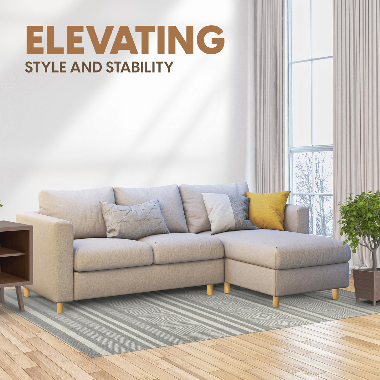 Yes4All 4 Inches Round Natural Solid Wood Furniture Legs Set of 4, Heavy Duty 800 Lbs Capacity Furniture Legs with Leveler, Replacement Legs for Furniture, Couch, Sofa, Dresser, Ottoman Yes4All