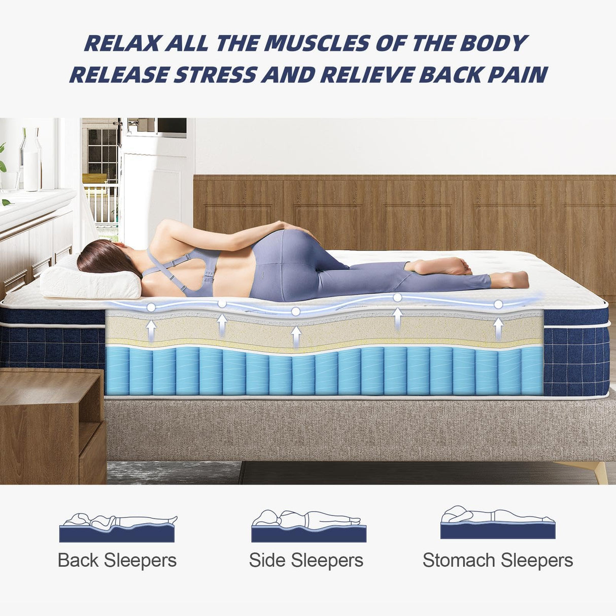 King Size Mattress, 12 Inch Medium Firm King Mattress in a Box, Hybrid Mattresses With High Density Gel Memory Foam & Independent Pocket Springs for Motion Isolation & Edge Support, Release Stress EEN EEN SLEEP