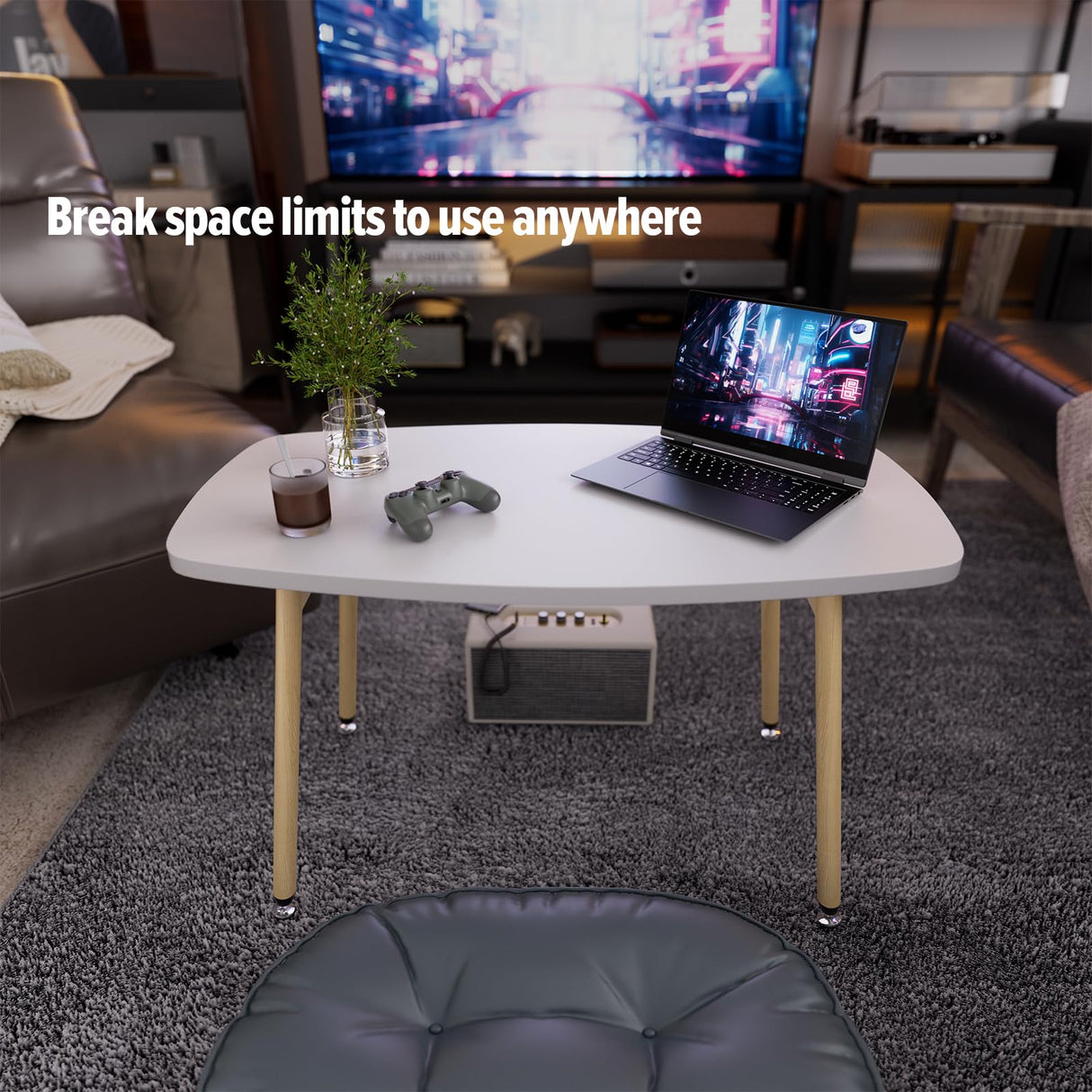 WOHOMO Folding Coffee Table White Small Coffee Tables for Living Room Portable Simple Modern Center Table for Small Spaces, No Assembly, 31.5 * 15.7 * 17.7IN, White Htp WOHOMO