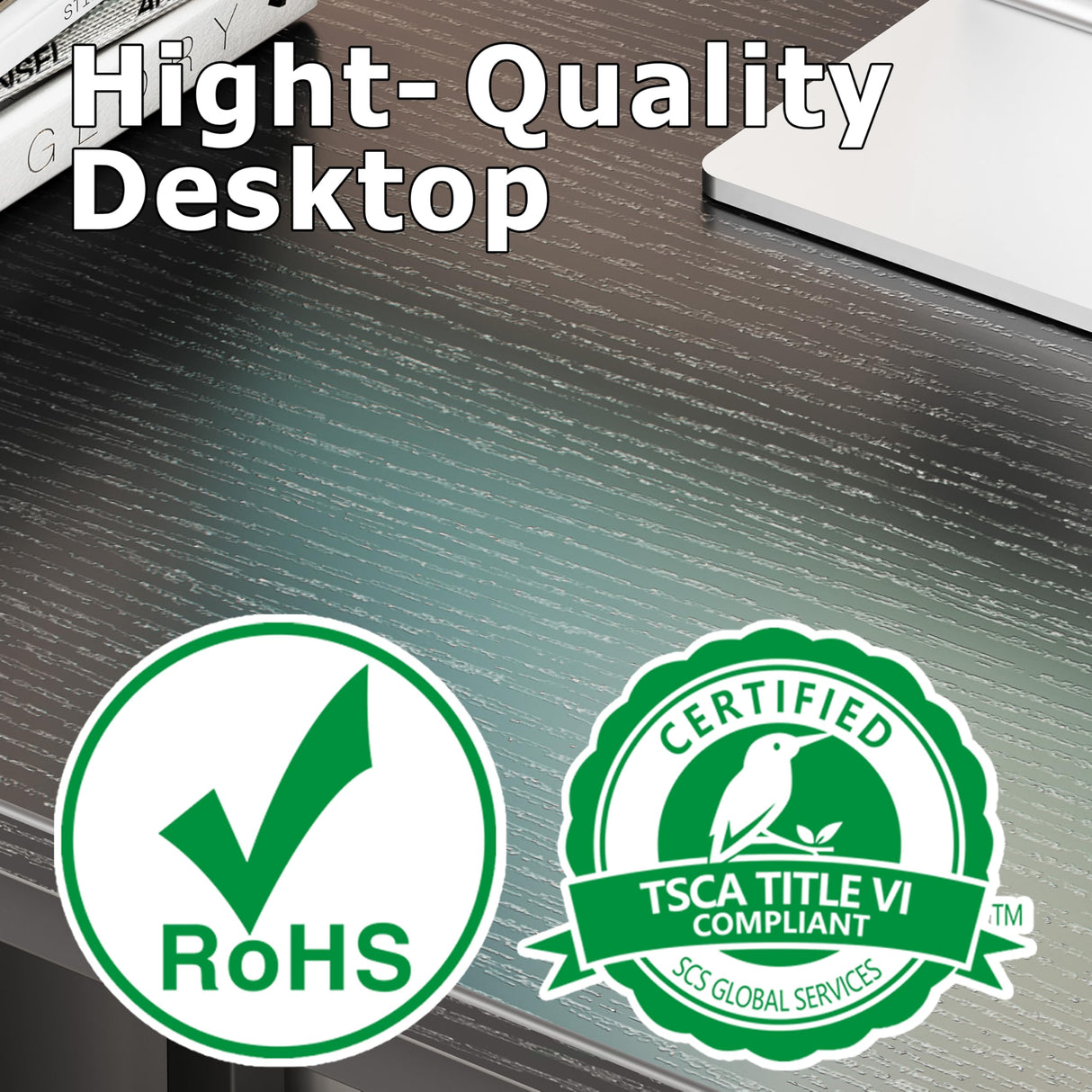 JOISCOPE Home Office Desk with Double Reversible Side Shelves and Headphone Hooks, Small Computer Desk for Working, Gaming, Studying, 48 inches, Black JOISCOPE