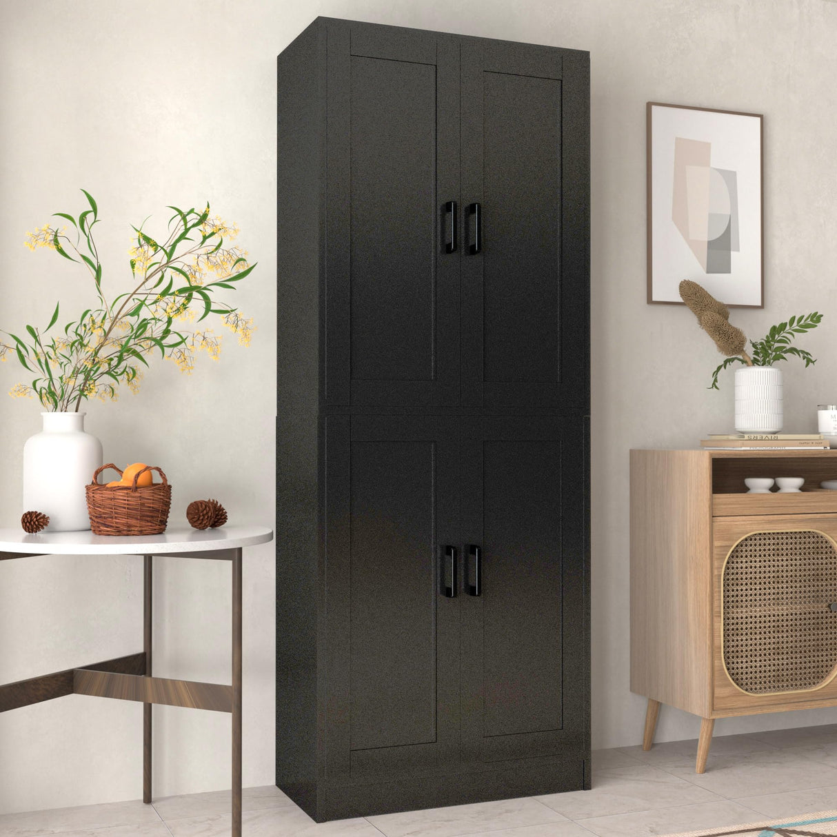 DIYART Black Kitchen Pantry Cabinet, 71" Tall Kitchen Pantry Storage Cabinet with Doors, Kitchen Pantry Hutch with Storage for Kitchen, Dining Room DIYART
