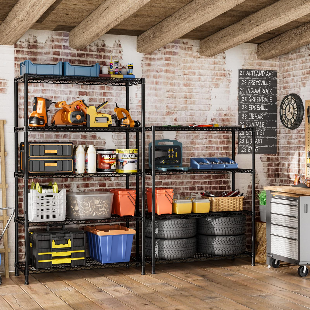 SINGAYE 4 Garage Heavy Duty Shelving Unit Kitchen Pantry Close Home Organizers and Storage Bathroom Shelf Laundry Room Organization Industrial Book Metal Wire Adjustable Shelves SINGAYE