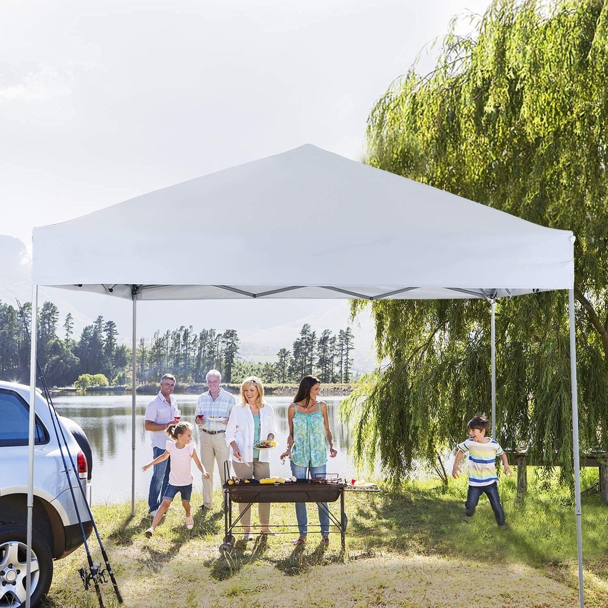 PHI VILLA Outdoor Pop up Canopy 10'x10' Tent Camping Sun Shelter-Series Party Tent, 100 Sq. Ft of Shade (White) PHI VILLA