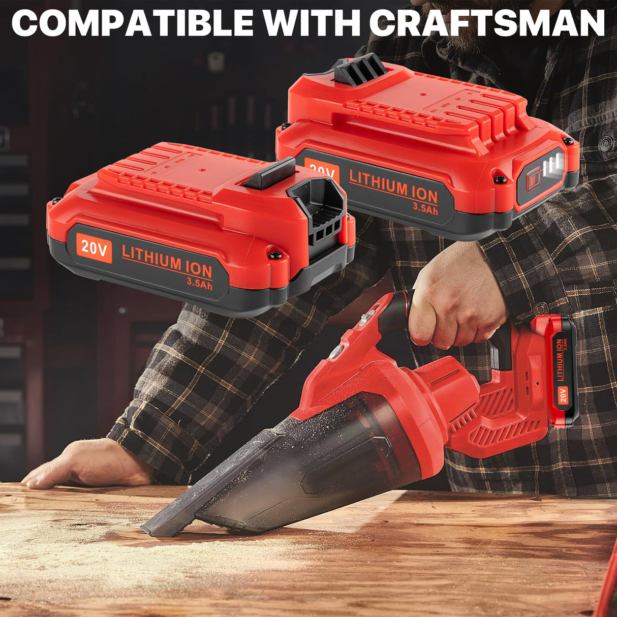 DONGPUCUN 2Pack 20V 3.5Ah Replacement Battery and Charger Kit for Craftsman V20 Craftsman 20V Lithium Battery CMCB202 CMCB204 CMCB206 CMCB201 CMCB100 CMCB124 Craftsman 20V Battery Charger Set DONGPUCUN