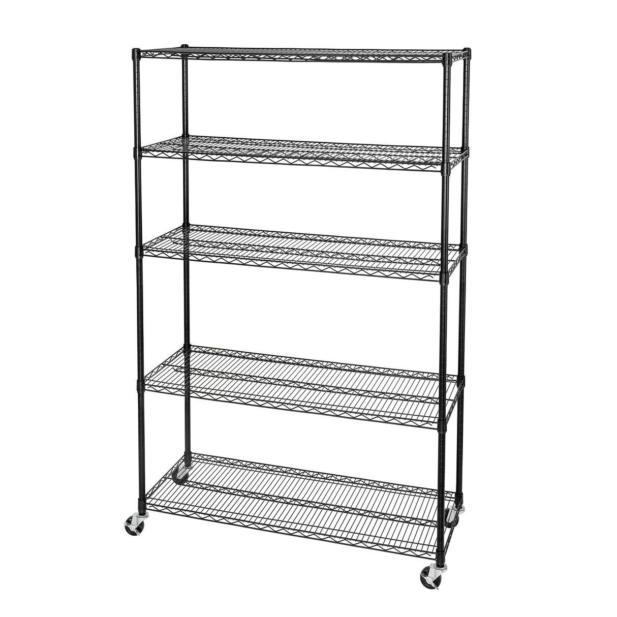 Seville Classics UltraDurable Heavy Duty NSF Solid Steel Wire Rack Storage Unit, Organizer for Garage, Warehouse, Office, Restaurant, Classroom, Kitchen, Black, 5-Tier Shelving, 48" W x 18" D Seville Classics