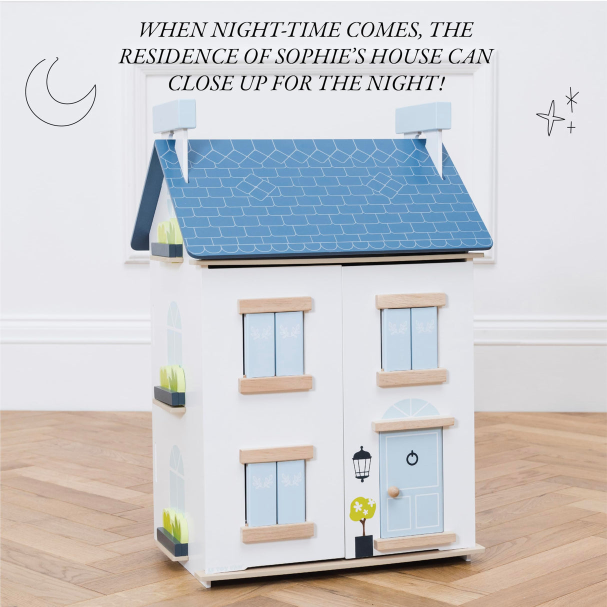 Le Toy Van - Wooden- Sky Doll House - Kids Dream House - 2 Storey with Attic - Fill with Dollhouse Accessories - Suitable for Ages 3+ Le Toy Van