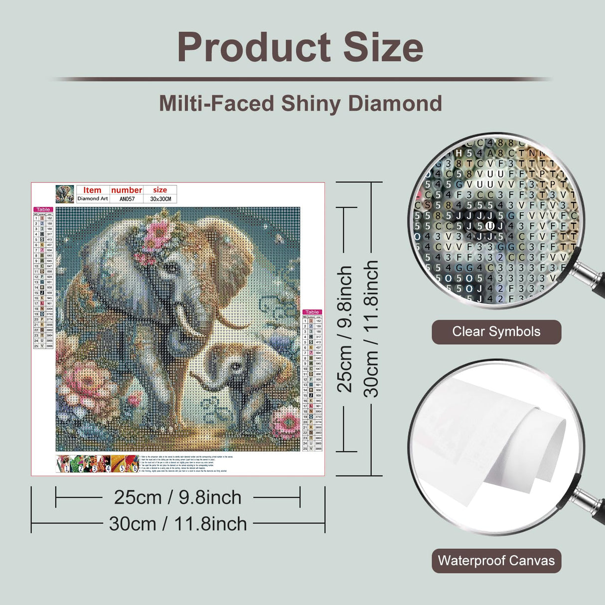 Anuver Elephant Diamond Painting Kits for Adults, 5D DIY Diamond Art Kits for Beginners, Full Drill Diamond Painting Kits for Home Wall Decor, 12x12 Inch Anuver