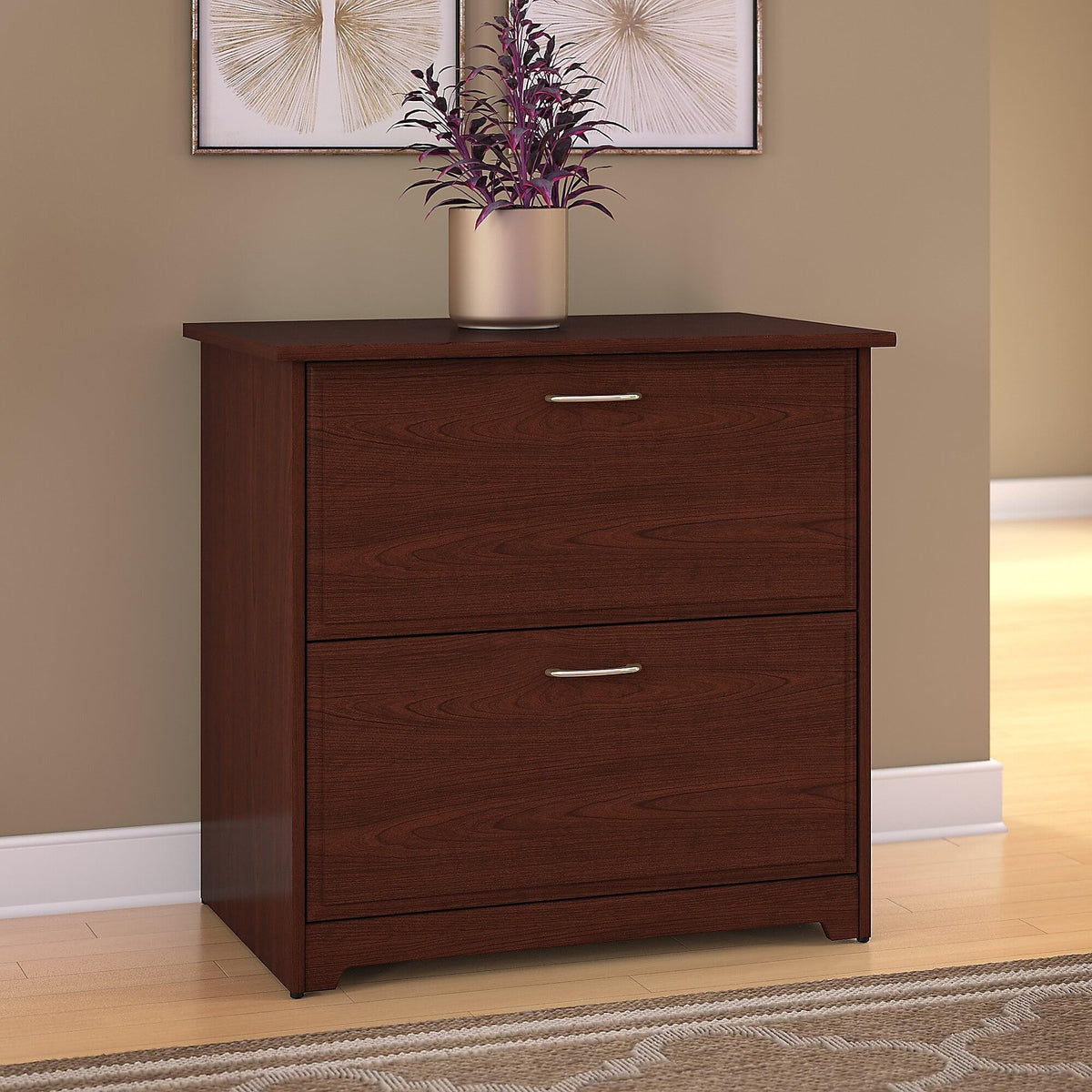 Bush Furniture Cabot Lateral File Cabinet in Harvest Cherry Bush Business Furniture