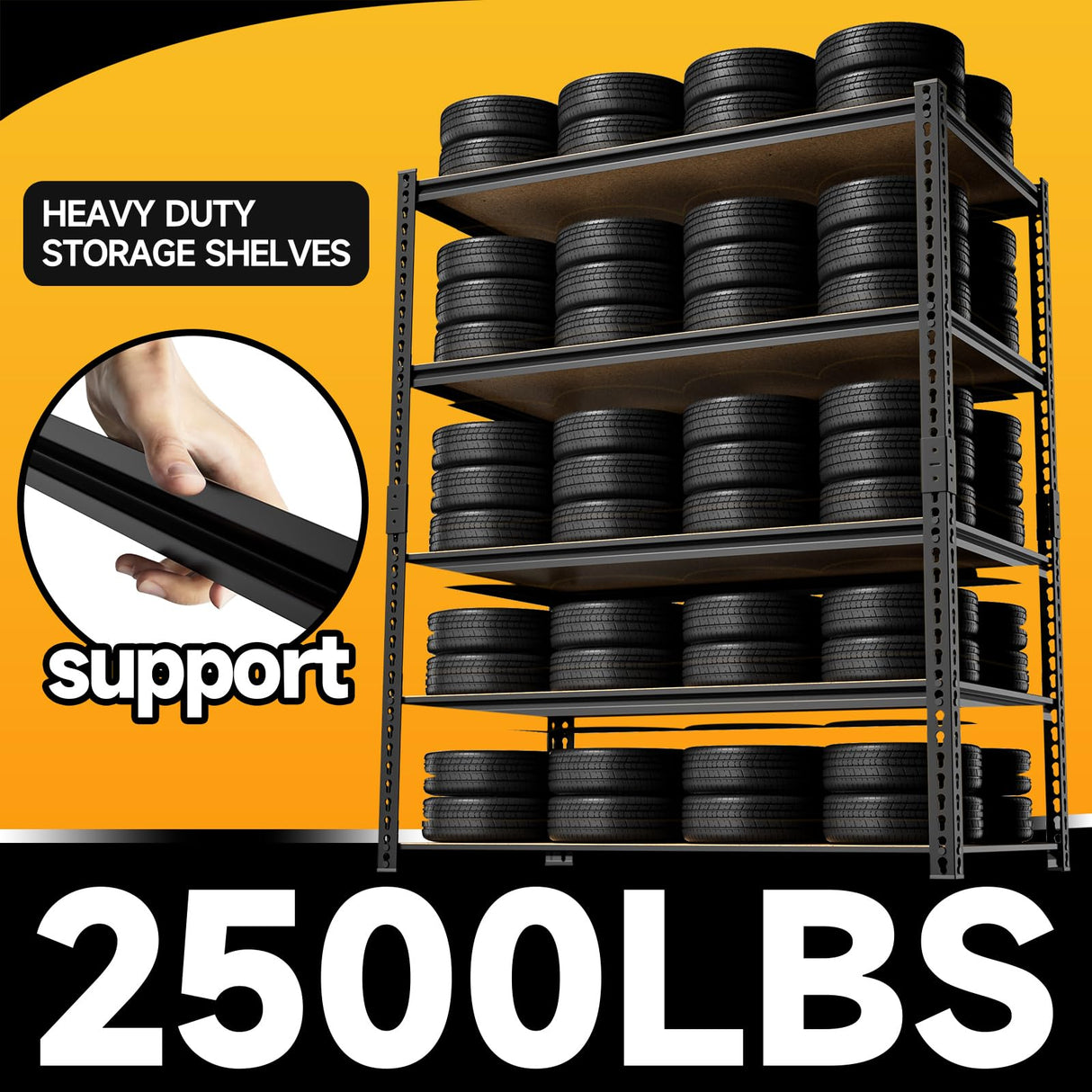 cynnda 5-Tier 40" W x 20" D x 71" H Garage Storage Shelves 2500LBS Garage Shelving Adjustable Metal Shelf Heavy Duty Shelving Units for Garages Steel Pantry Rack cynnda