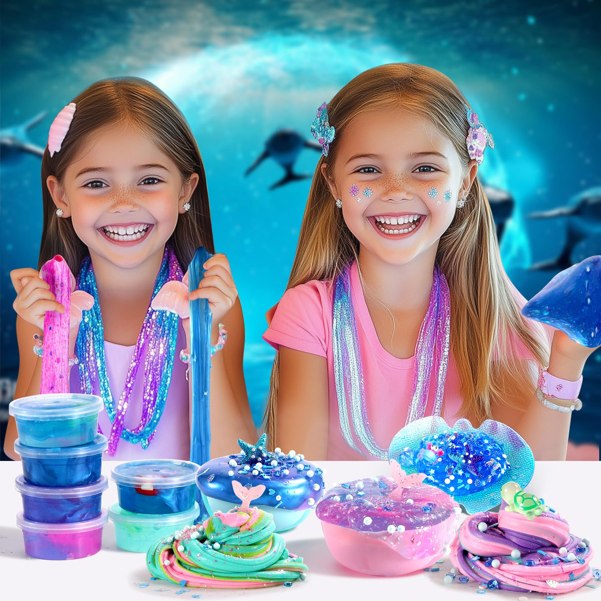 Ocean Slime Kit for Boy and Girls,Non Sticky,Super Soft Sludge Toy,Birthday Gifts for Kids 4-12,Soft Shiny Metal Clay Toy Girls & Boys fsutvitg