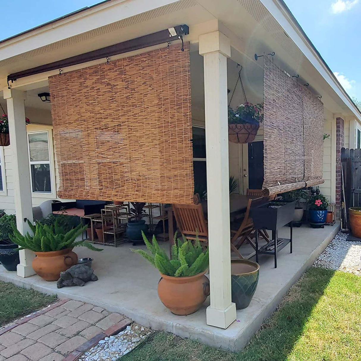 Customisable Roll Up Bamboo Shades for Outdoor Spaces - Retro Reed Blinds for Patios and Porches YNLeMM